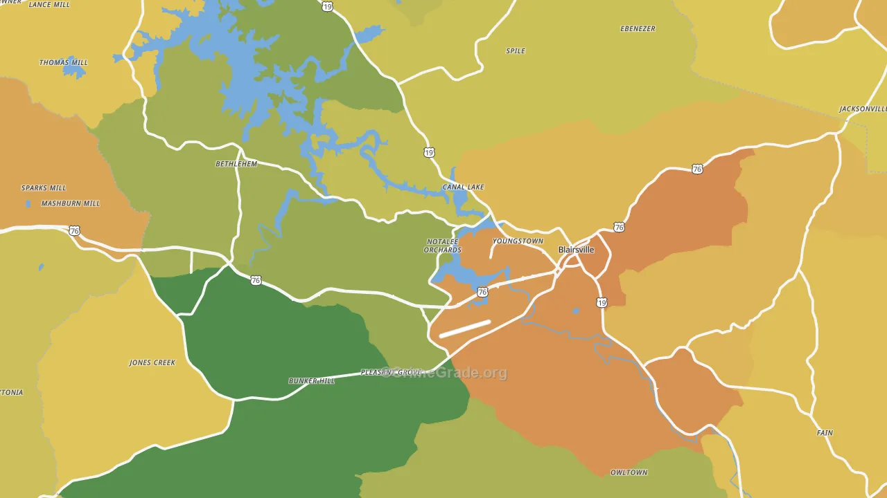 Union County, GA Map of Burglary Rates
