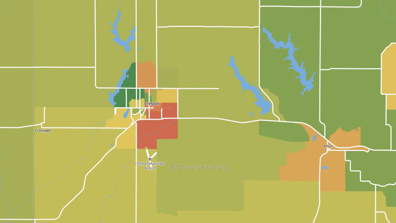 Union County, IA Map of Burglary Rates