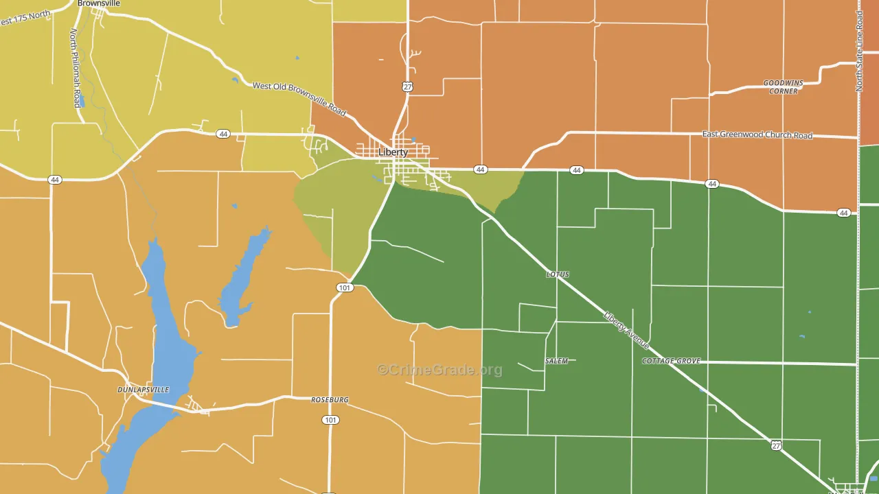 Union County, IN Map of Burglary Rates