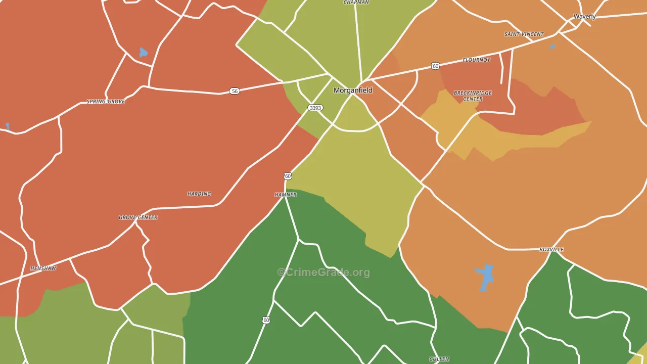 Union County, KY Map of Burglary Rates