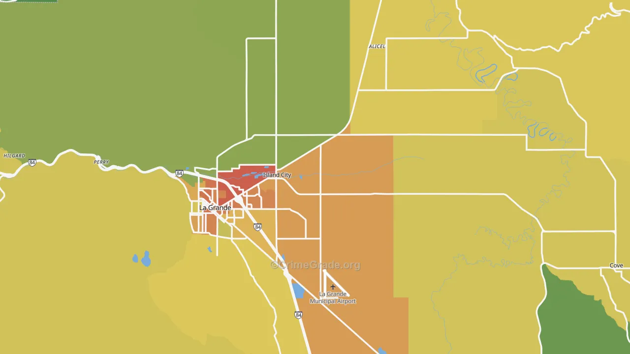 Union County, OR Map of Burglary Rates