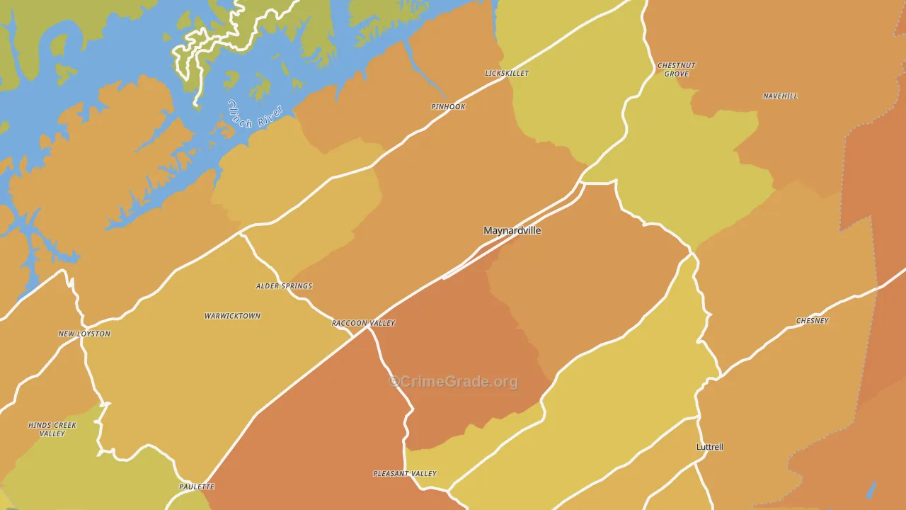 Union County, TN Map of Burglary Rates
