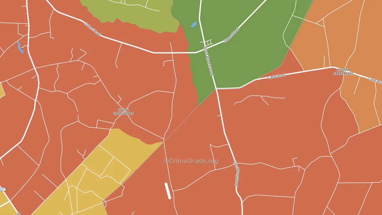 Union Crossroads, SC Map of Burglary Rates
