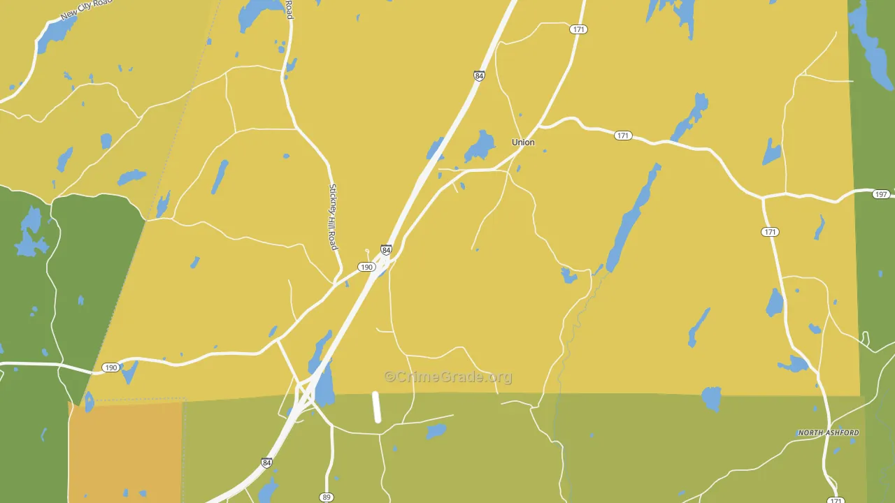Union, CT Map of Burglary Rates