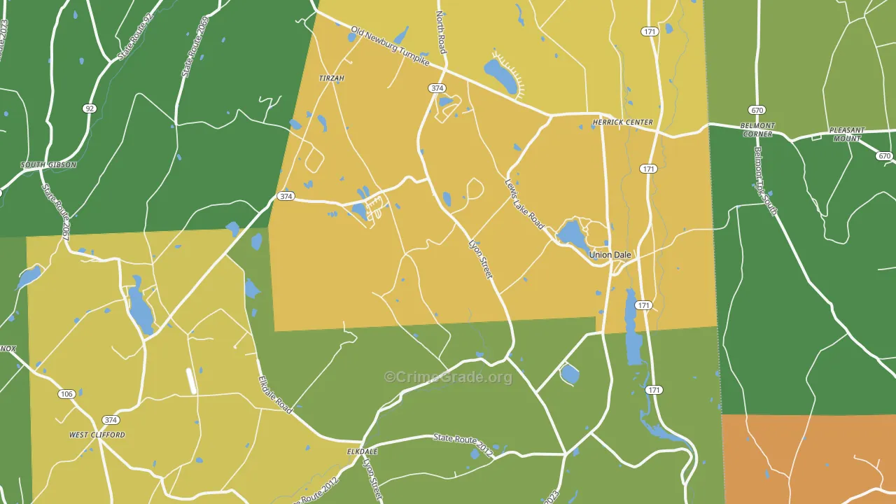 Union Dale, PA Map of Burglary Rates