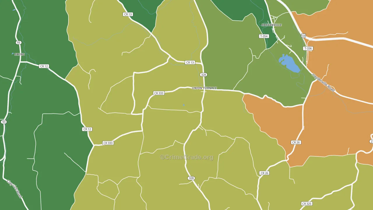 Union Furnace, OH Map of Burglary Rates