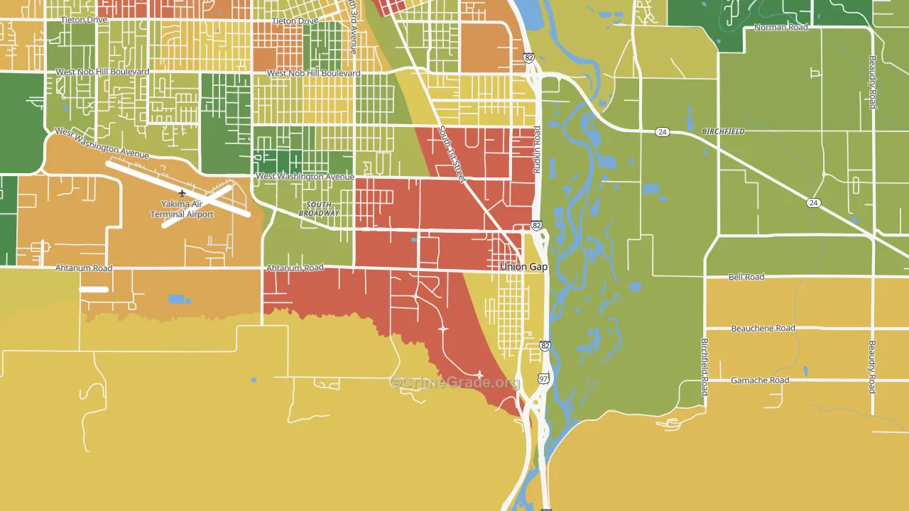 Union Gap, WA Map of Burglary Rates