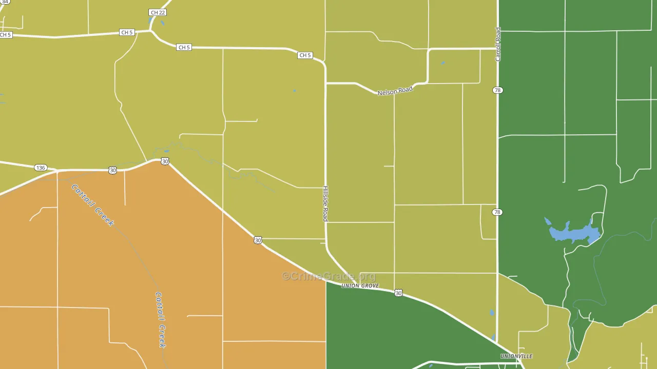 Union Grove, IL Map of Burglary Rates