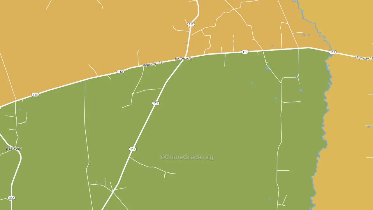 Union Hill, LA Map of Burglary Rates