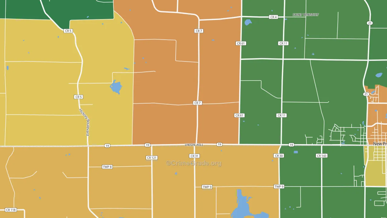 Union Hill, MN Map of Burglary Rates