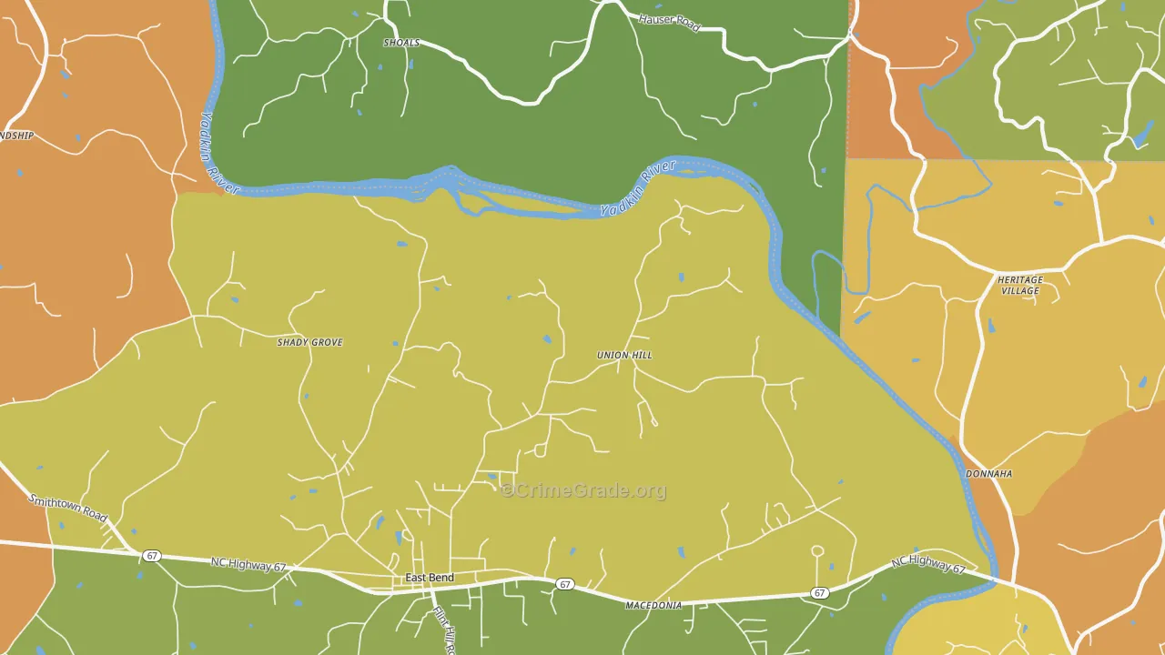Union Hill, NC Map of Burglary Rates