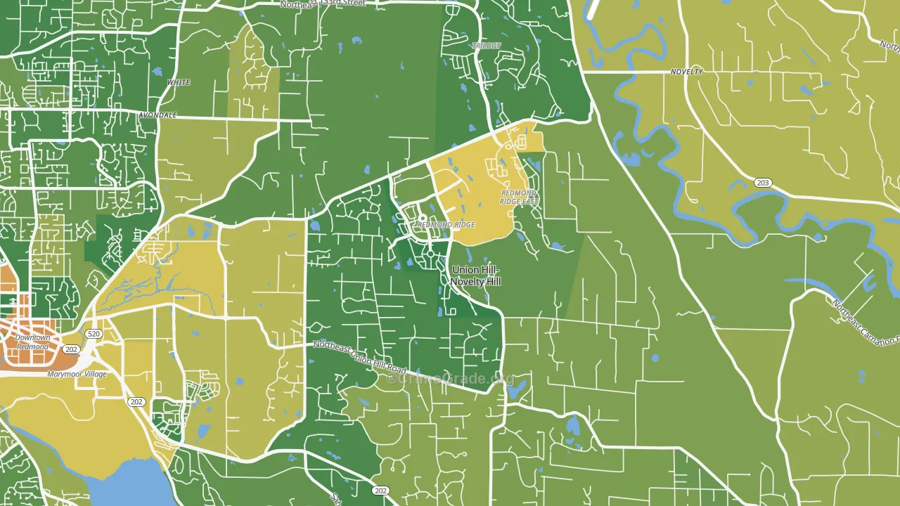 Union Hill-Novelty Hill, WA Map of Burglary Rates