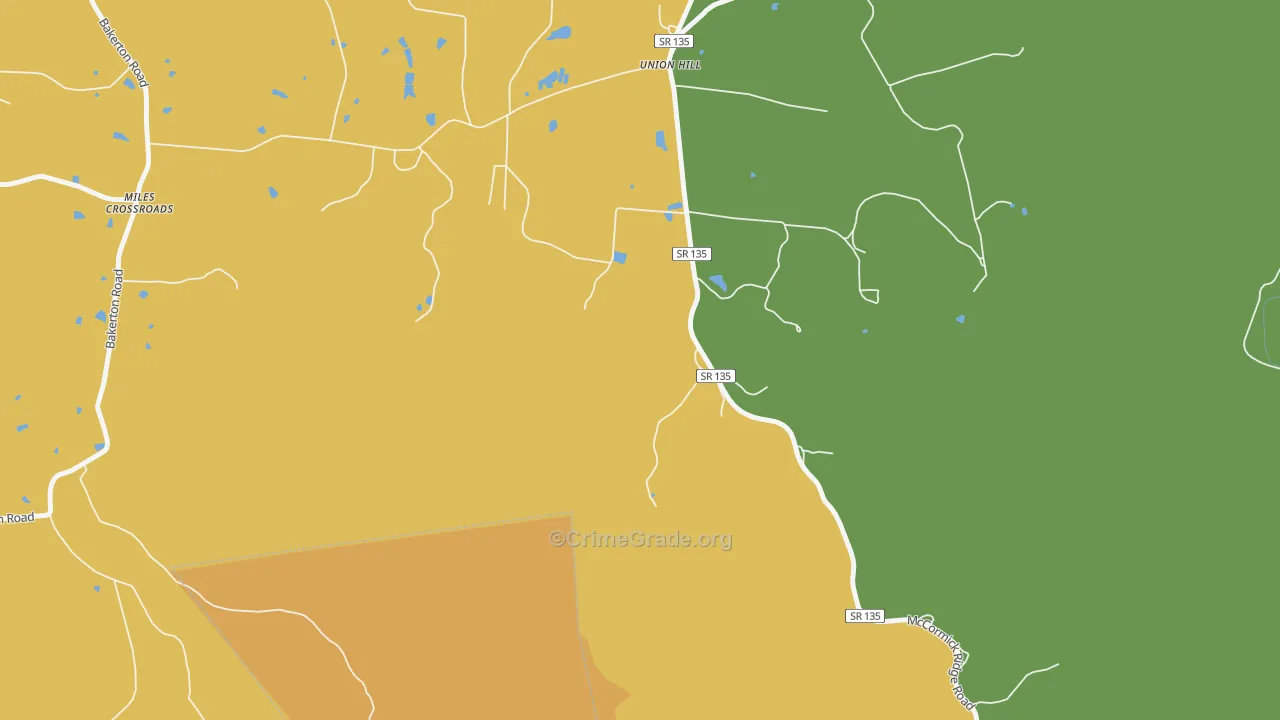 Union Hill, TN Map of Burglary Rates