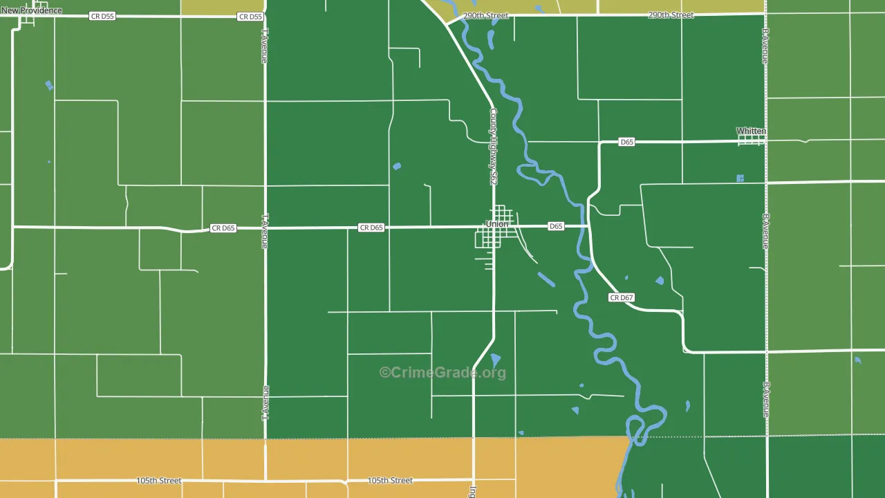 Union, IA Map of Burglary Rates