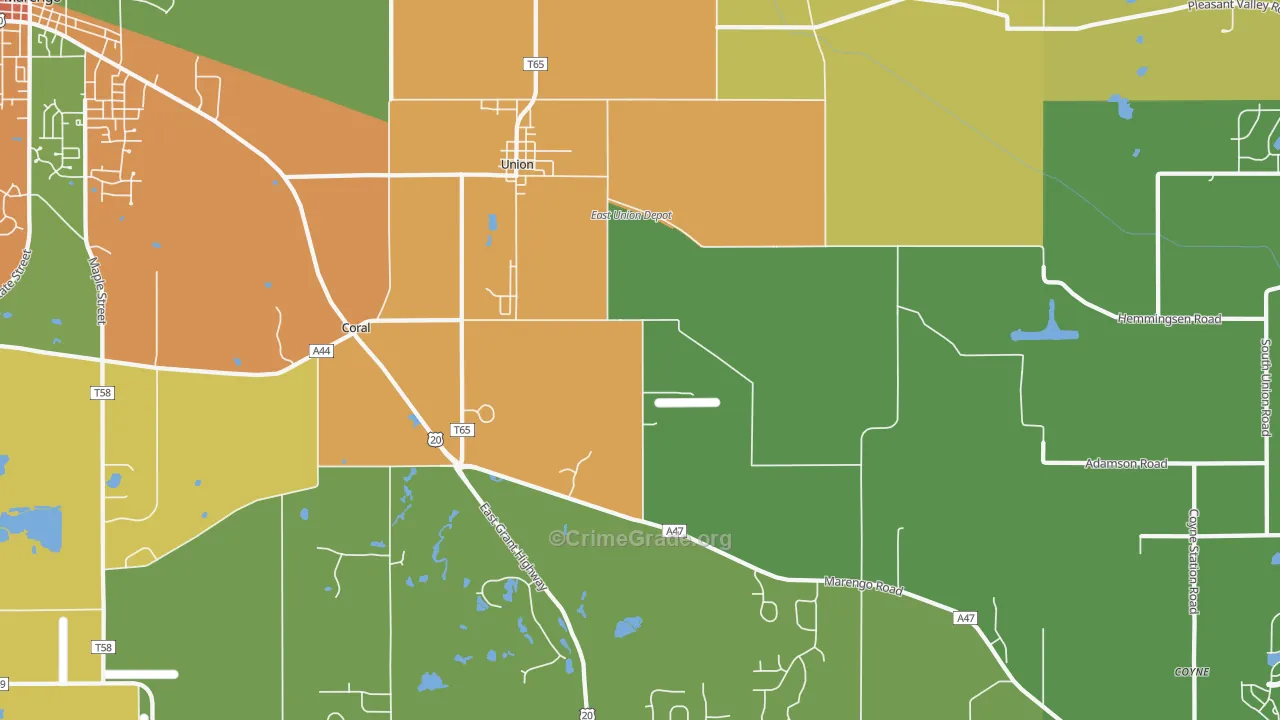 Union, IL Map of Burglary Rates