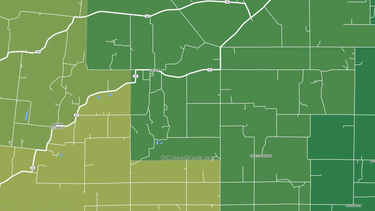 Union, IN Map of Burglary Rates