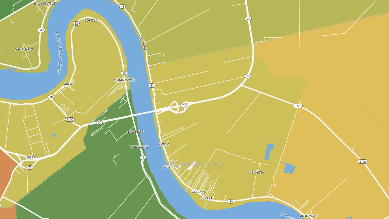Union, LA Map of Burglary Rates
