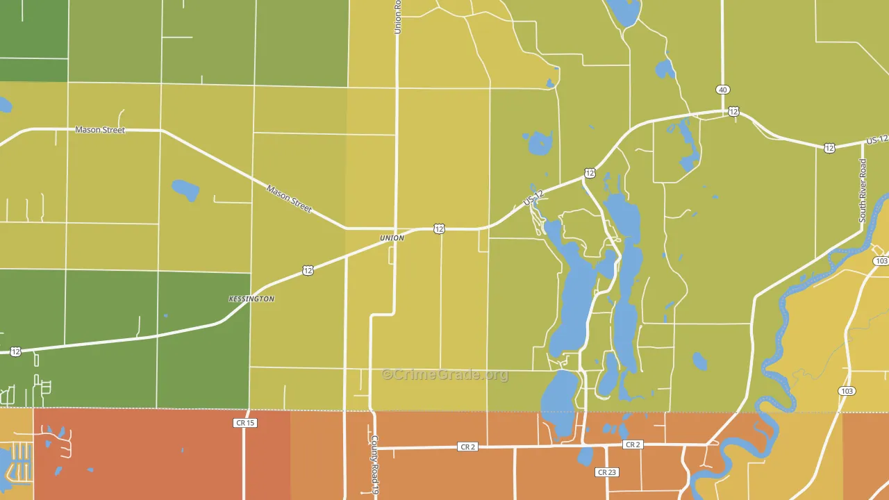 Union, MI Map of Burglary Rates
