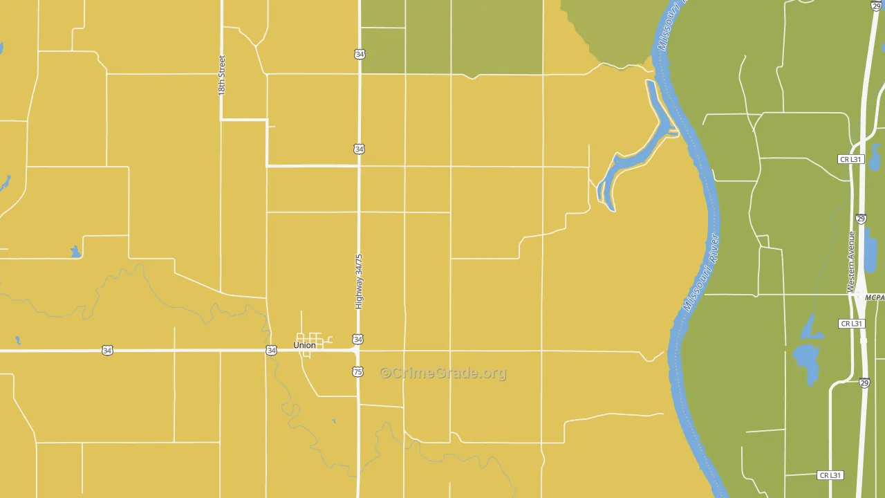 Union, NE Map of Burglary Rates