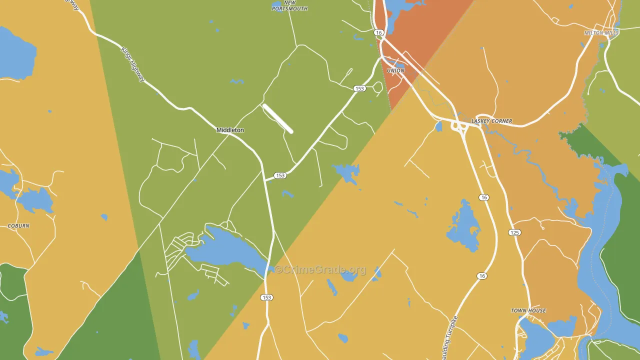 Union, NH Map of Burglary Rates