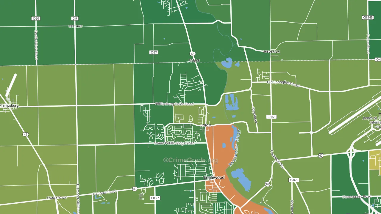 Union, OH Map of Burglary Rates