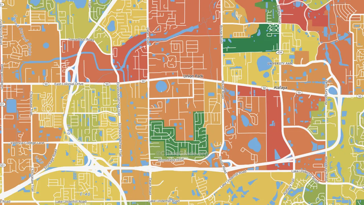 Union Park, FL Map of Burglary Rates