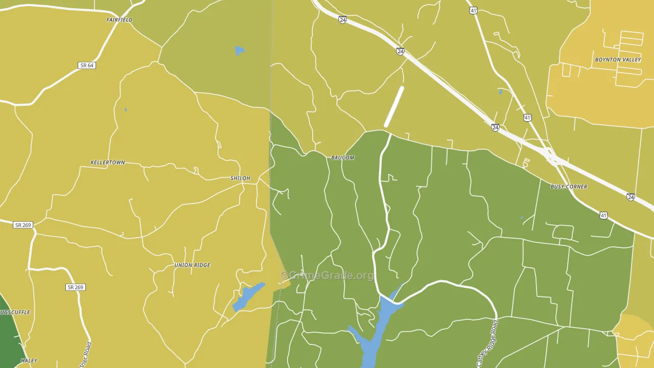 Union Ridge, TN Map of Burglary Rates