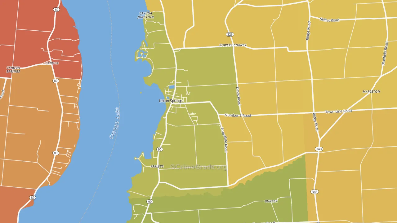 Union Springs, NY Map of Burglary Rates