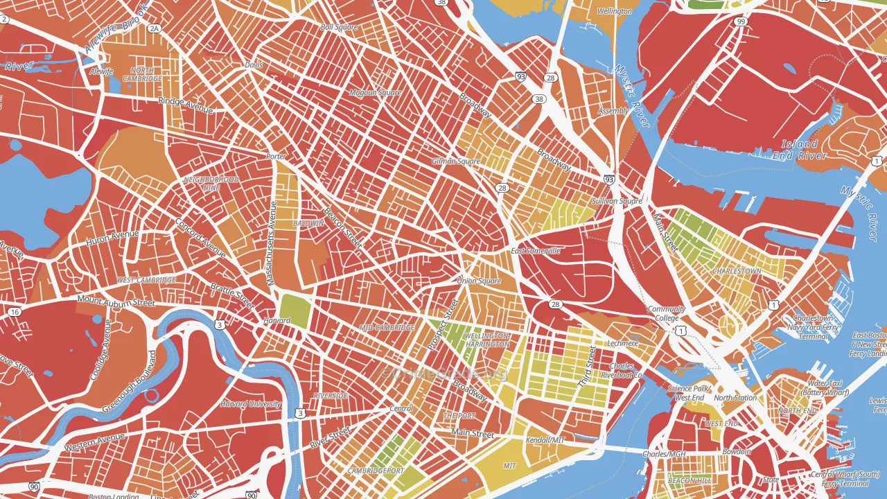 Union Square, Somerville, MA Map of Burglary Rates