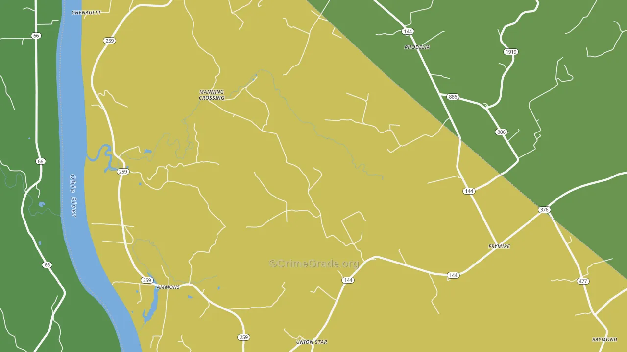 Union Star, KY Map of Burglary Rates
