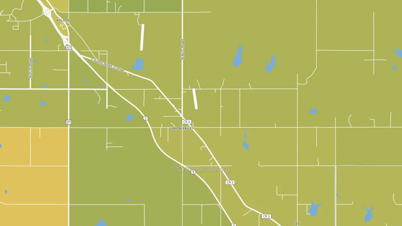 Union Valley, OK Map of Burglary Rates