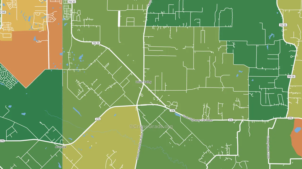 Union Valley, TX Map of Burglary Rates