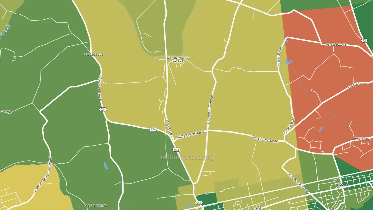 Union Water Works, PA Map of Burglary Rates