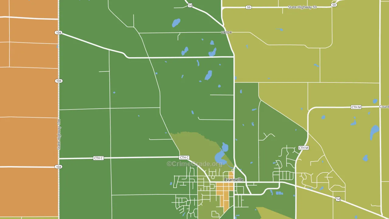 Union, WI Map of Burglary Rates