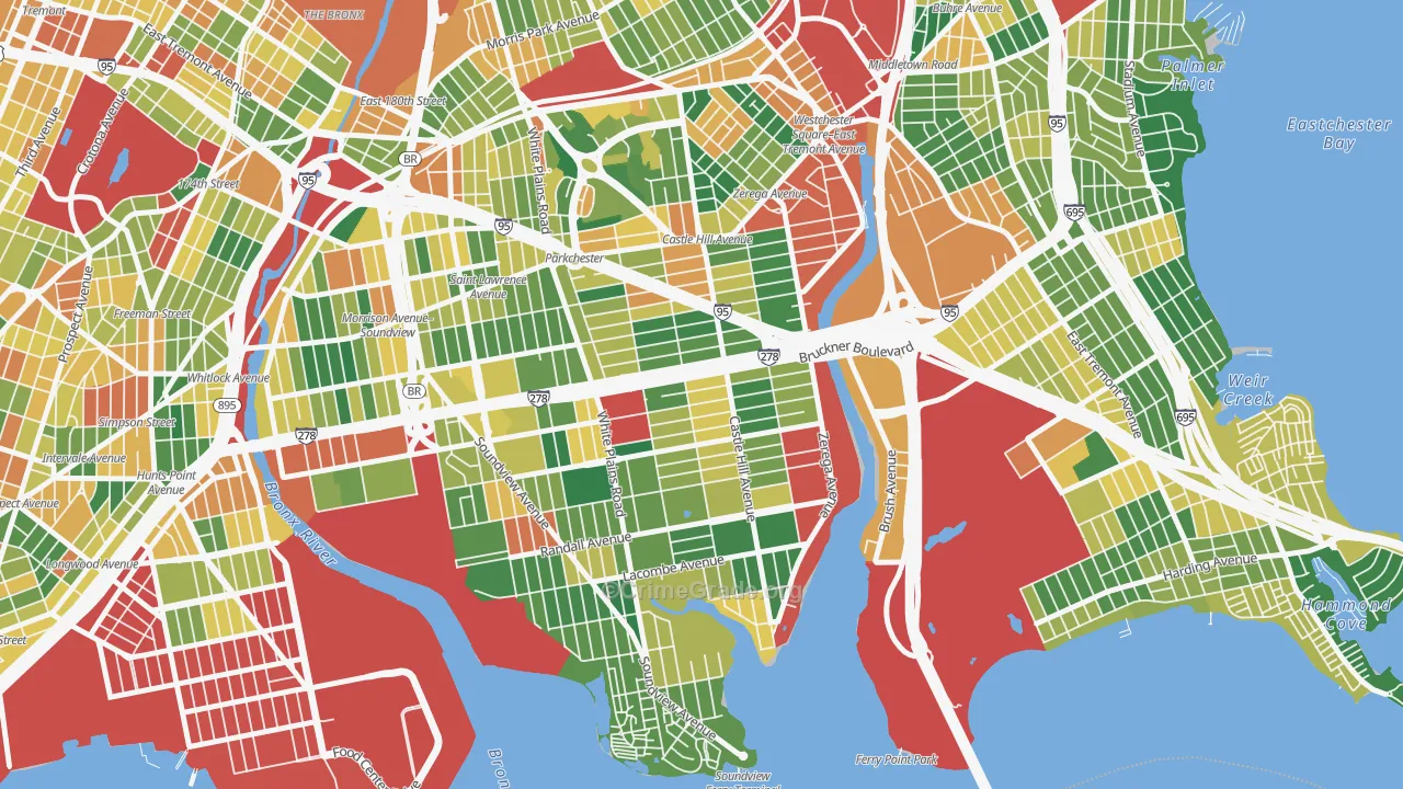 Unionport, Bronx, NY Map of Burglary Rates
