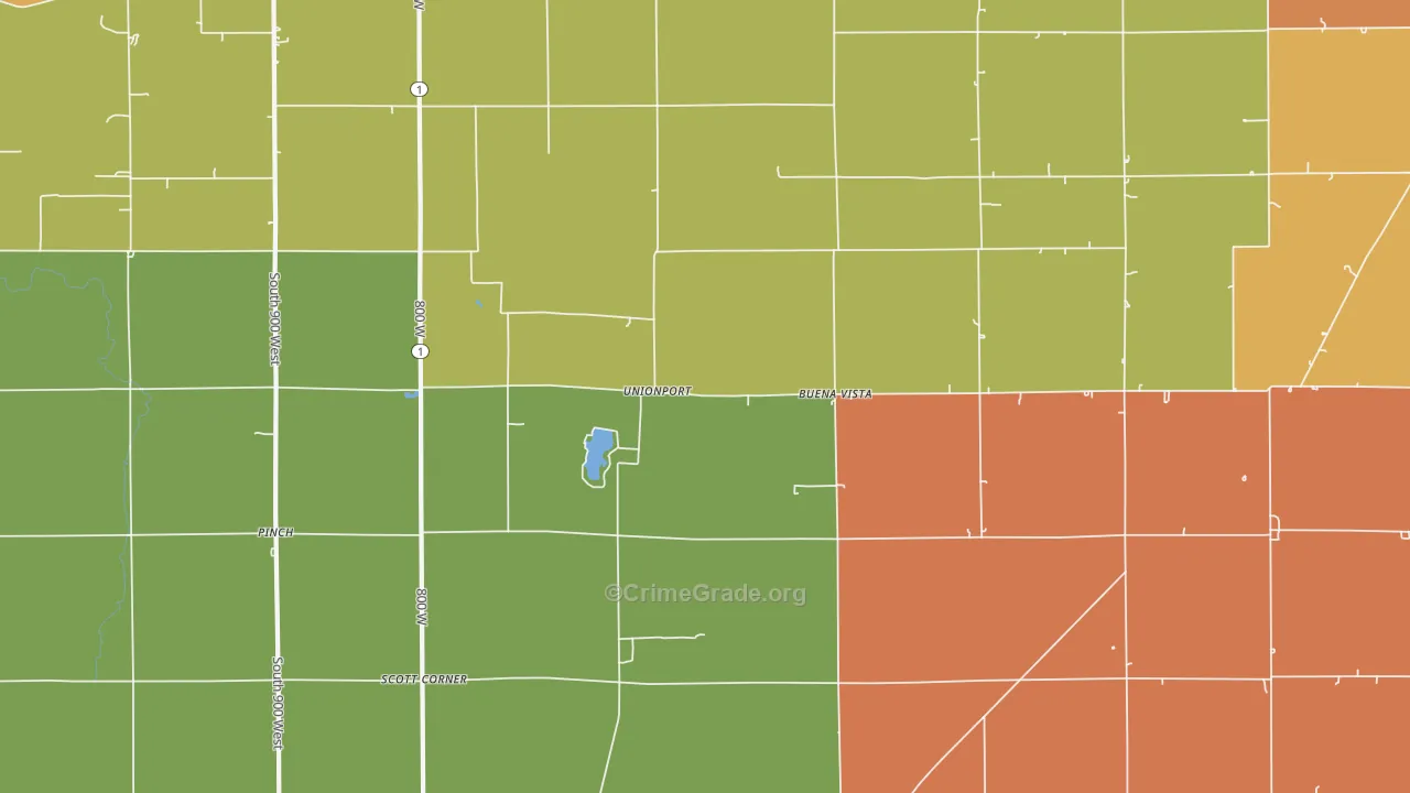 Unionport, IN Map of Burglary Rates