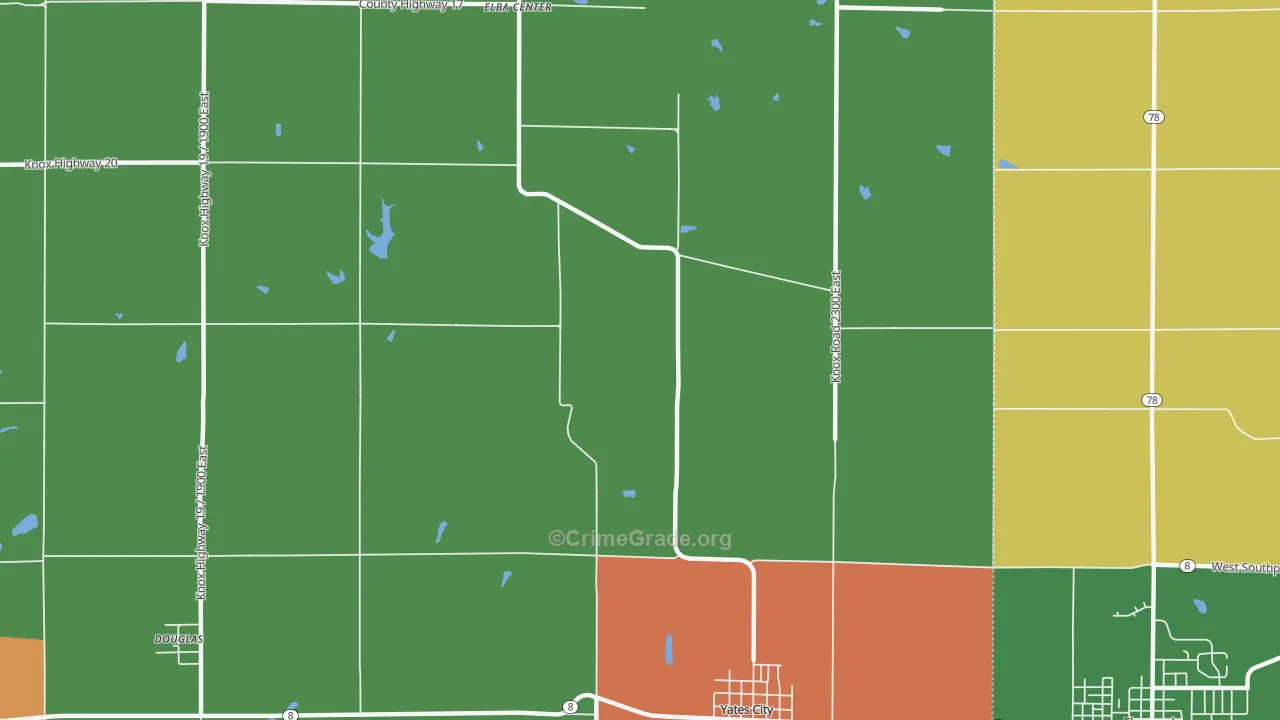 Uniontown, IL Map of Burglary Rates