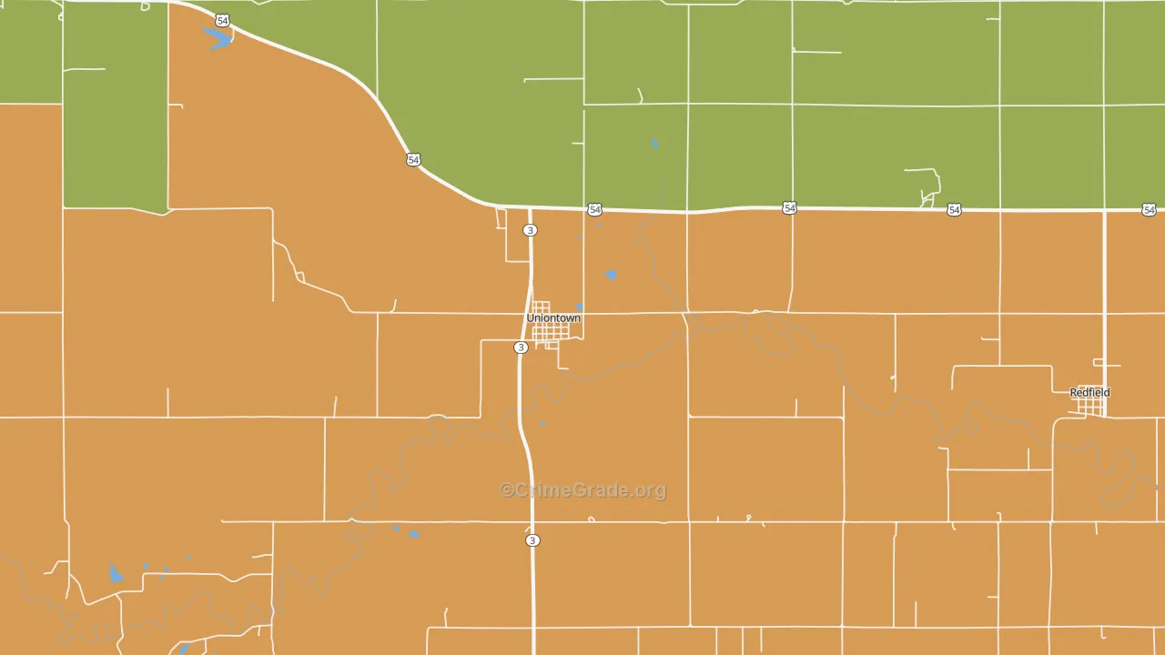 Uniontown, KS Map of Burglary Rates