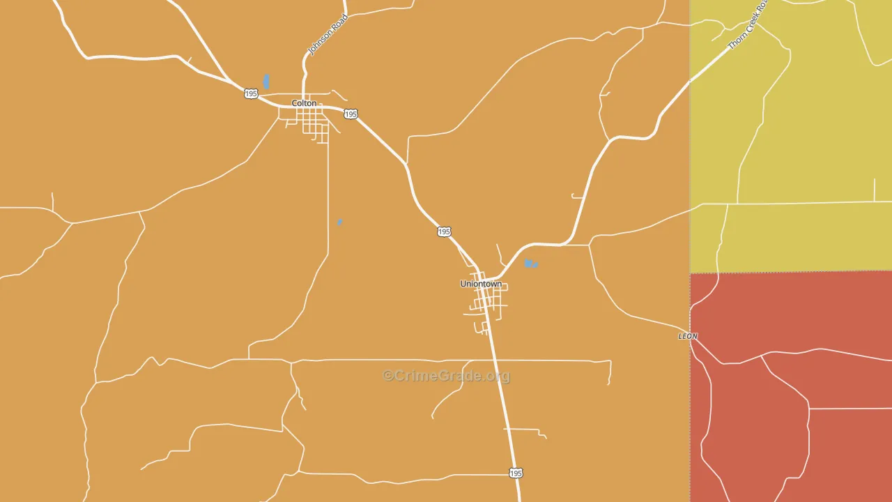 Uniontown, WA Map of Burglary Rates