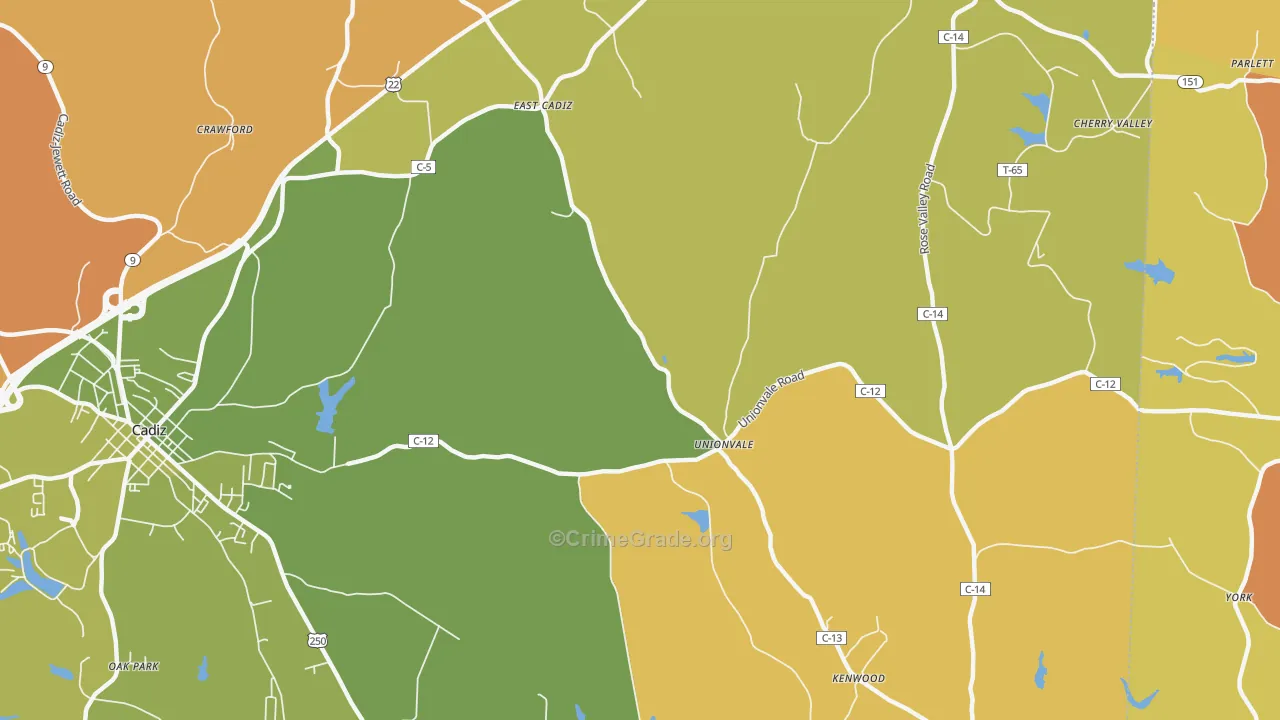 Unionvale, OH Map of Burglary Rates