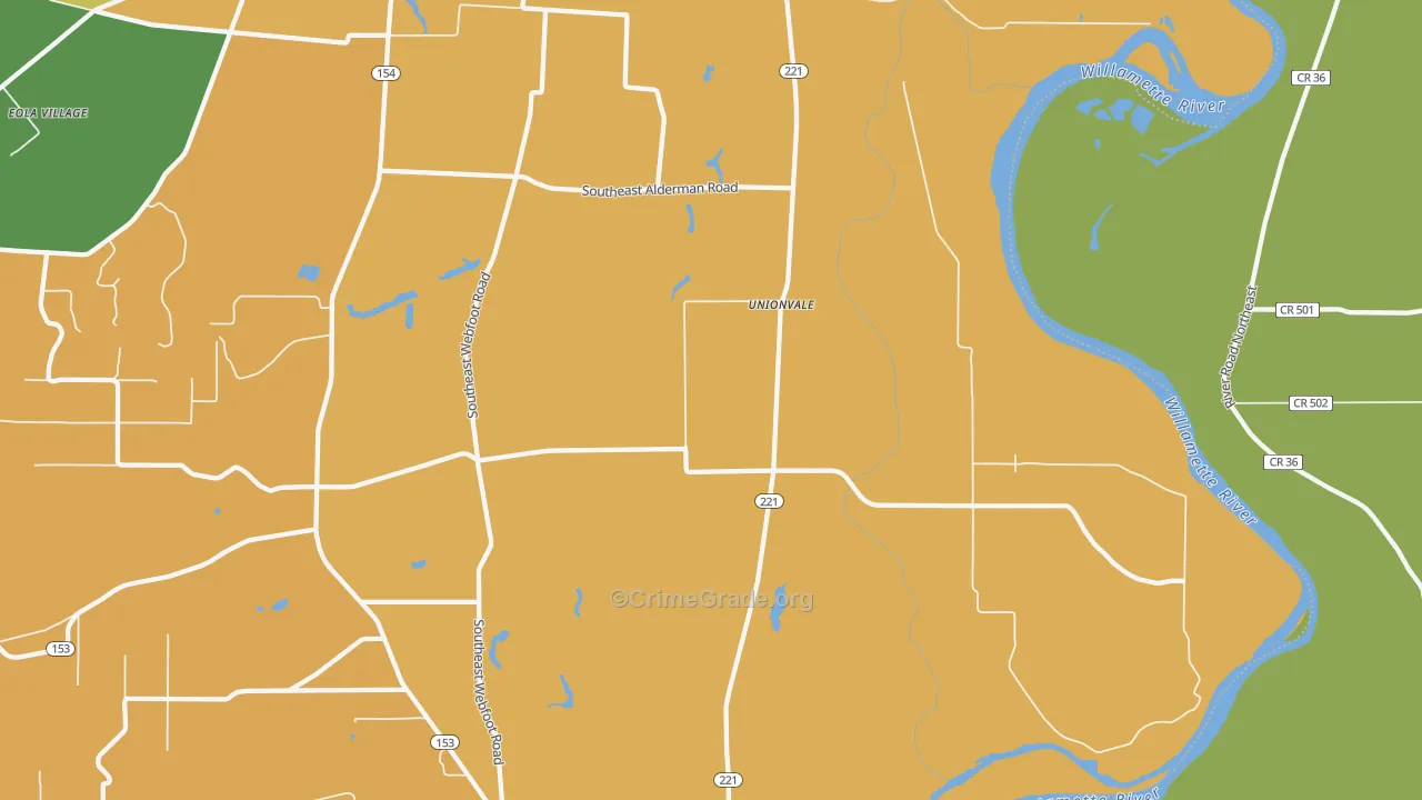 Unionvale, OR Map of Burglary Rates
