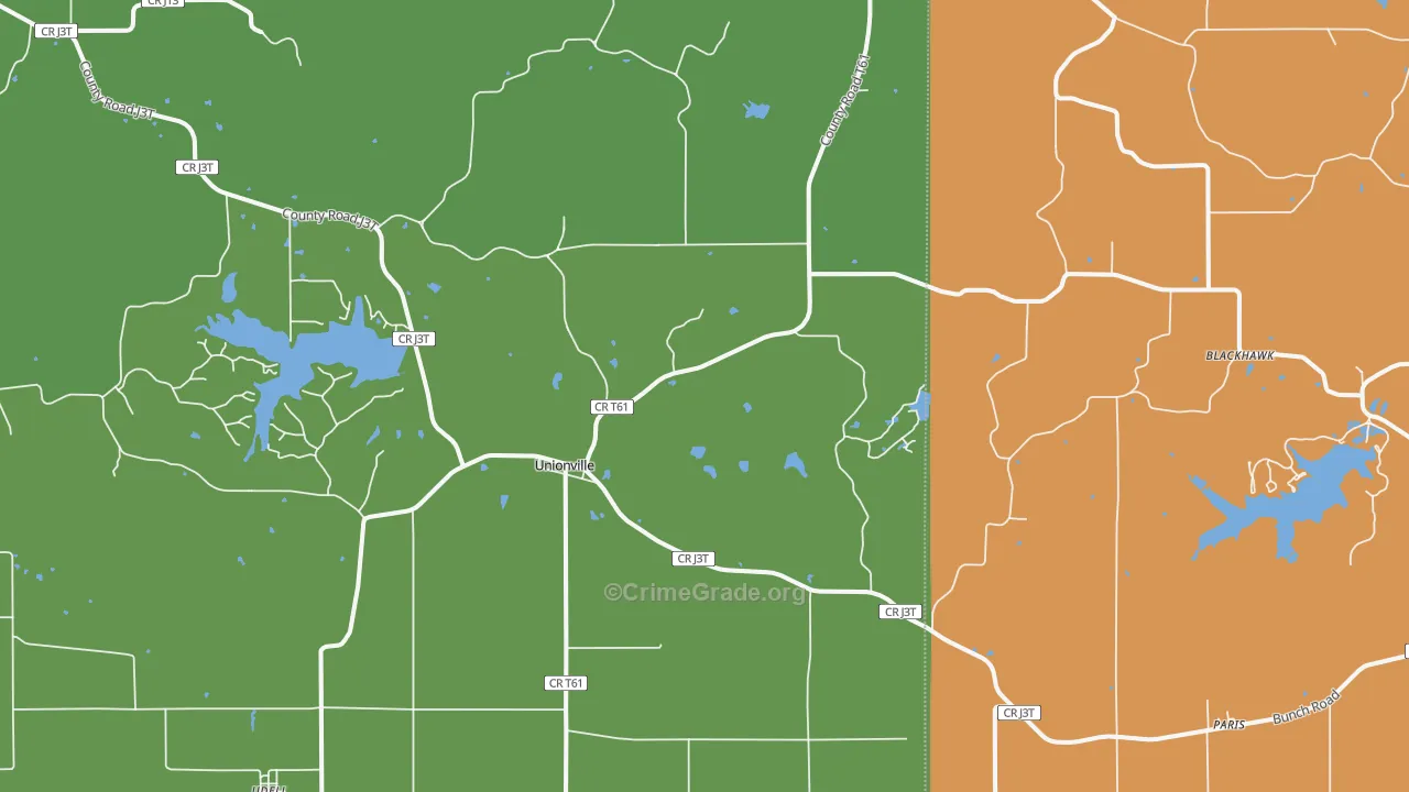 Unionville, IA Map of Burglary Rates