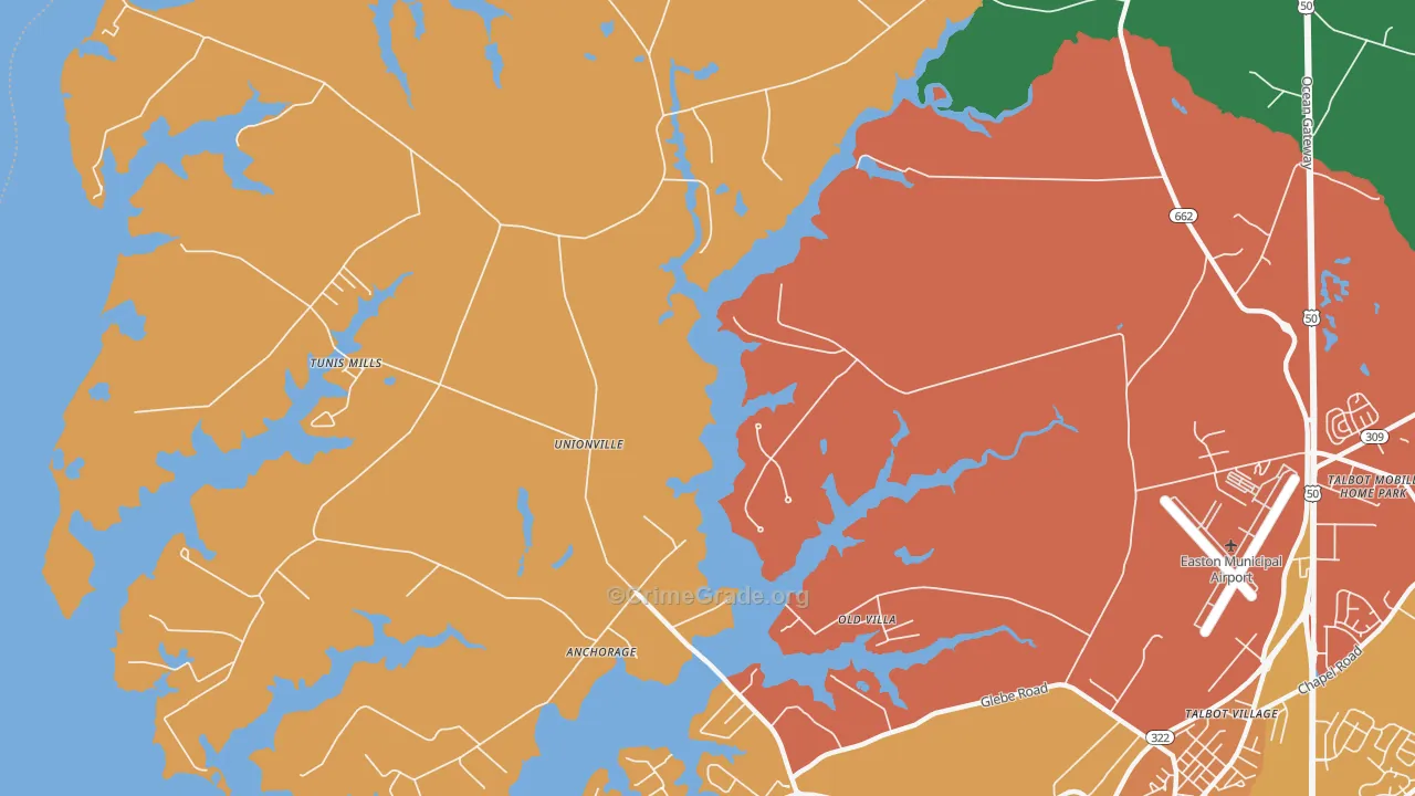 Unionville, MD Map of Burglary Rates