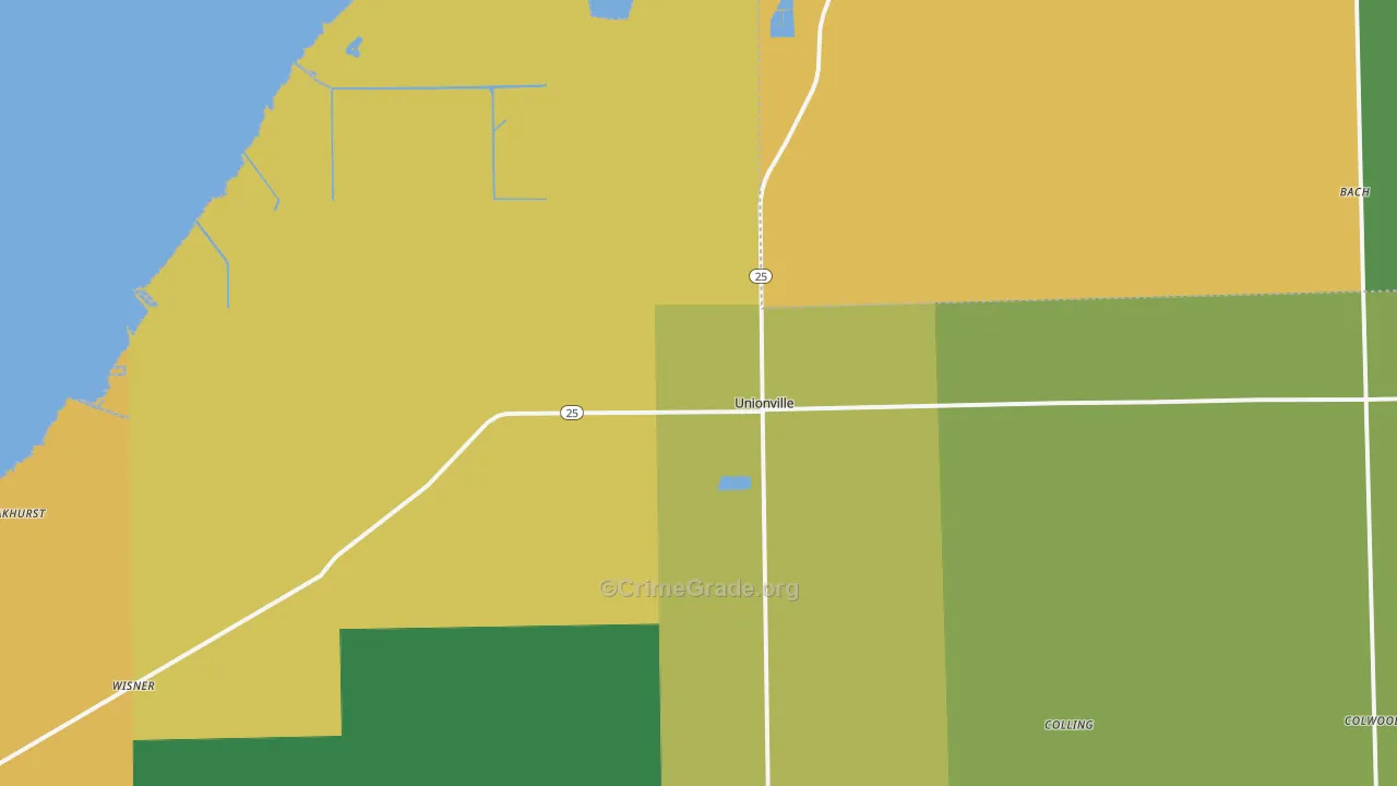 Unionville, MI Map of Burglary Rates