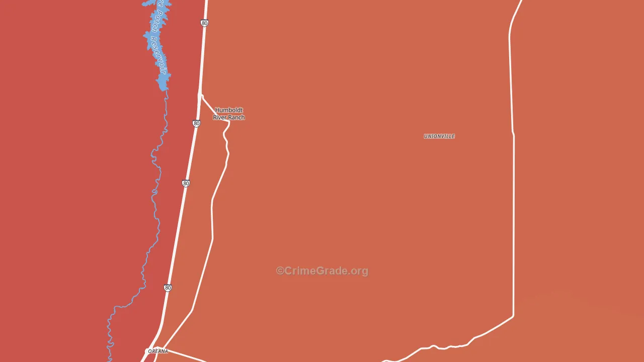 Unionville, NV Map of Burglary Rates