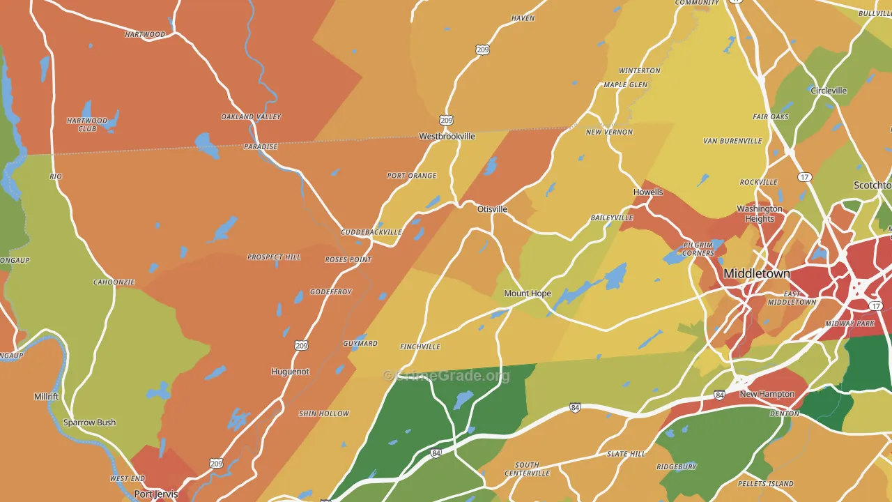 Unionville, NY Map of Burglary Rates