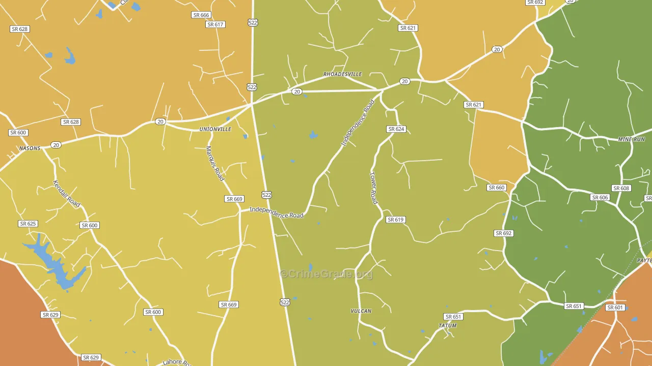 Unionville, VA Map of Burglary Rates