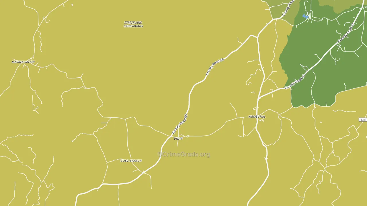 Unity, AL Map of Burglary Rates