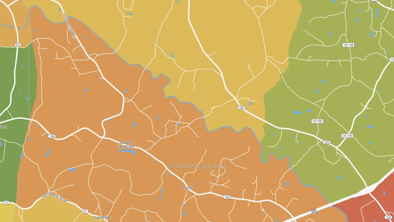 Unity, GA Map of Burglary Rates