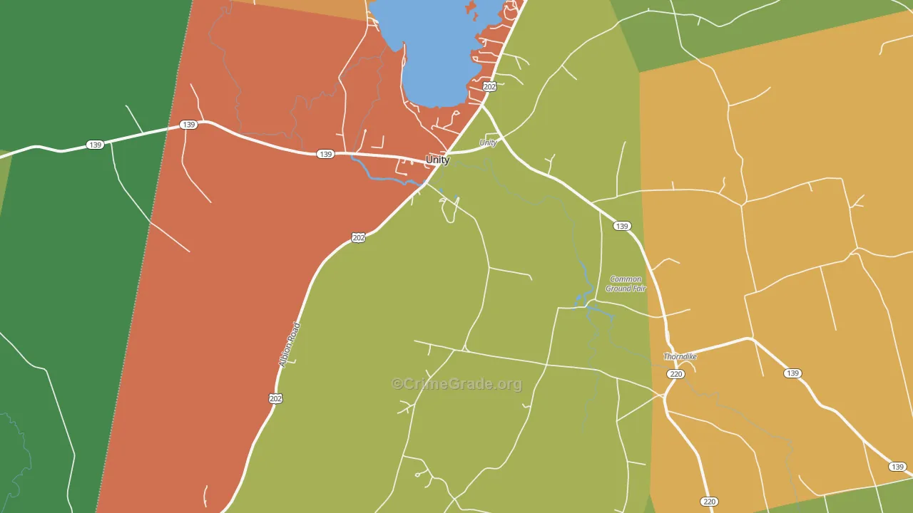 Unity, ME Map of Burglary Rates